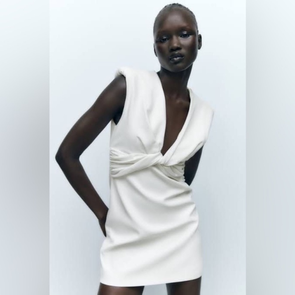 Zara XL Sleeveless Dress with Shoulder Pads NWT